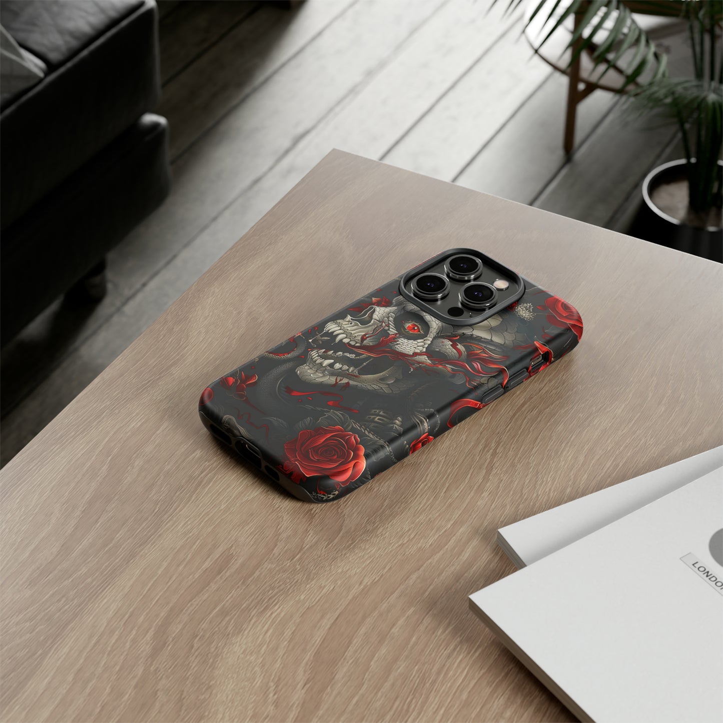 Tough Phone Case Skull and Rose 03