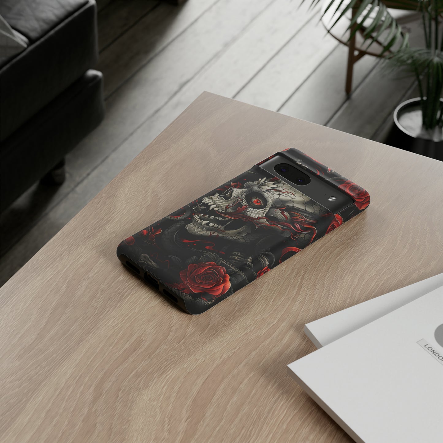 Tough Phone Case Skull and Rose 03