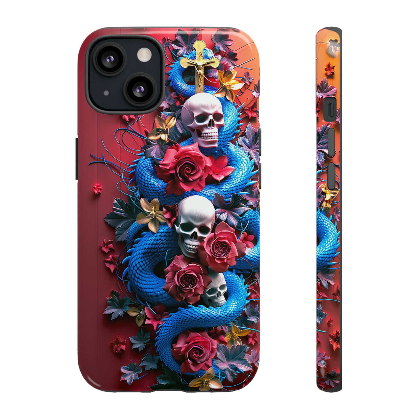 Tough Phone Case Skull and Snake