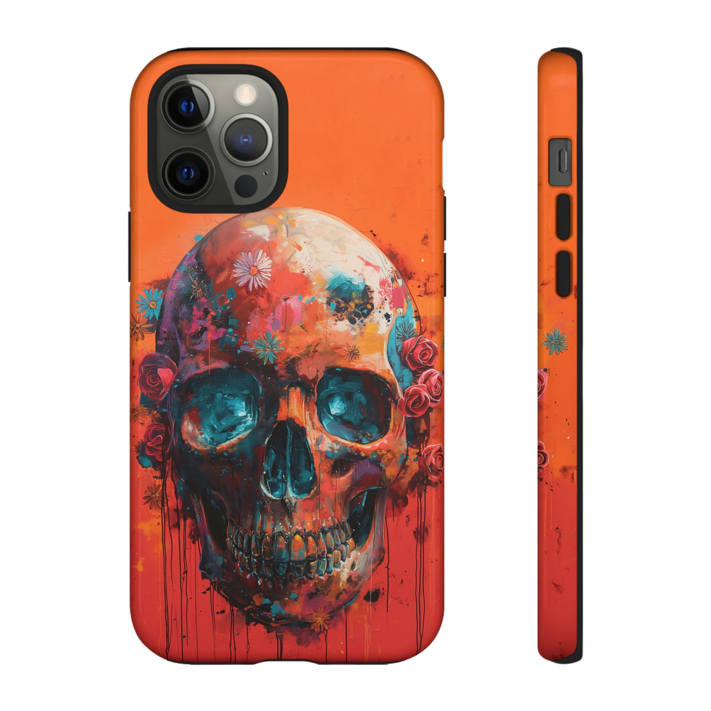 Tough Phone Case Orange Skull