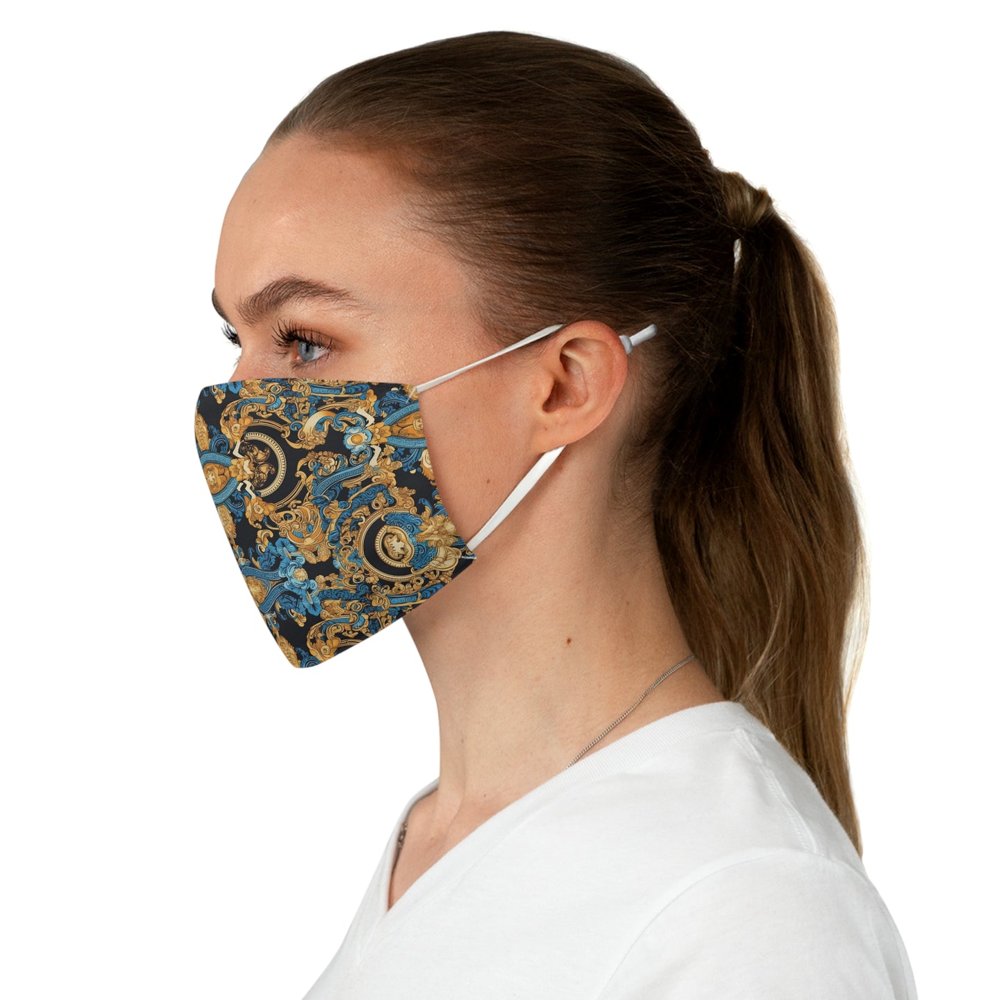 Fabric Face Mask Yellow and Blue Design