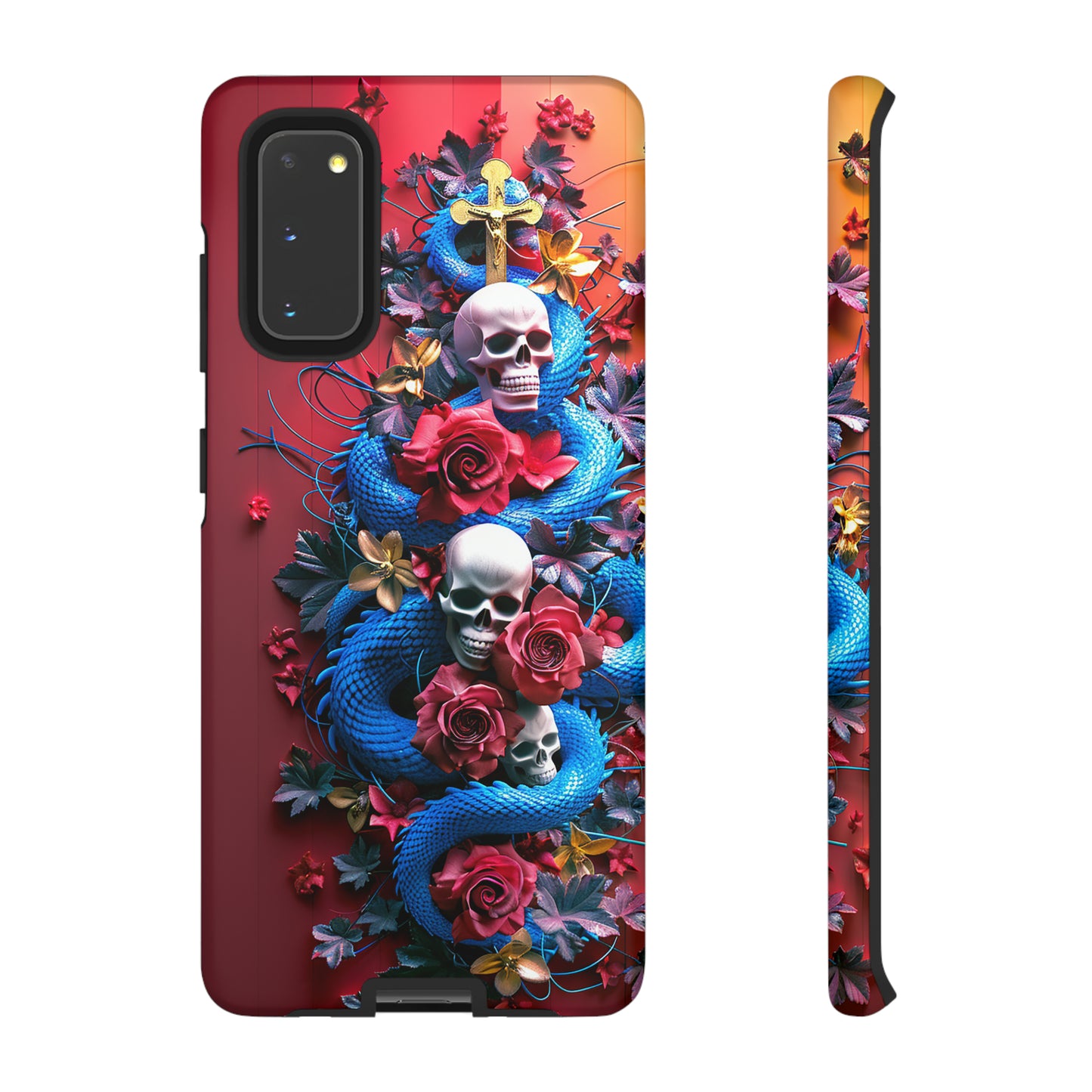 Tough Phone Case Skull and Snake