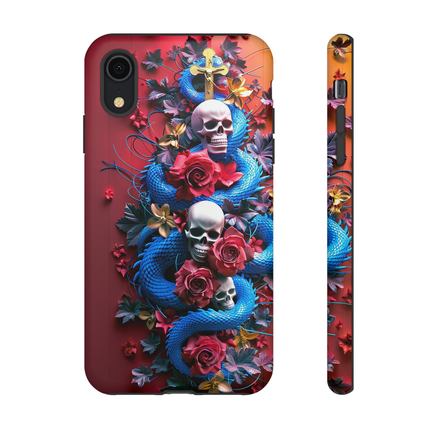 Tough Phone Case Skull and Snake