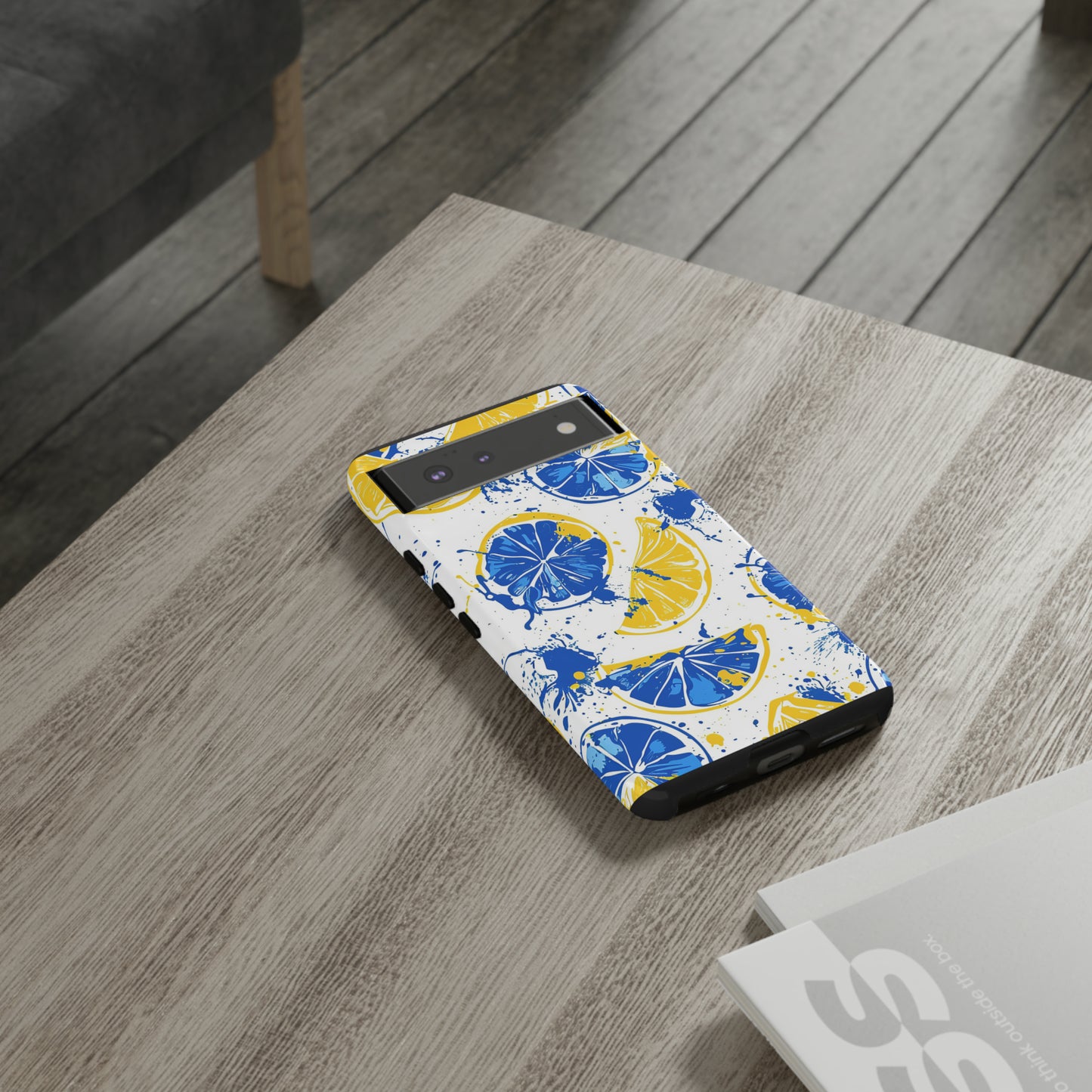 Tough Phone Case Lemon Blue and Yellow