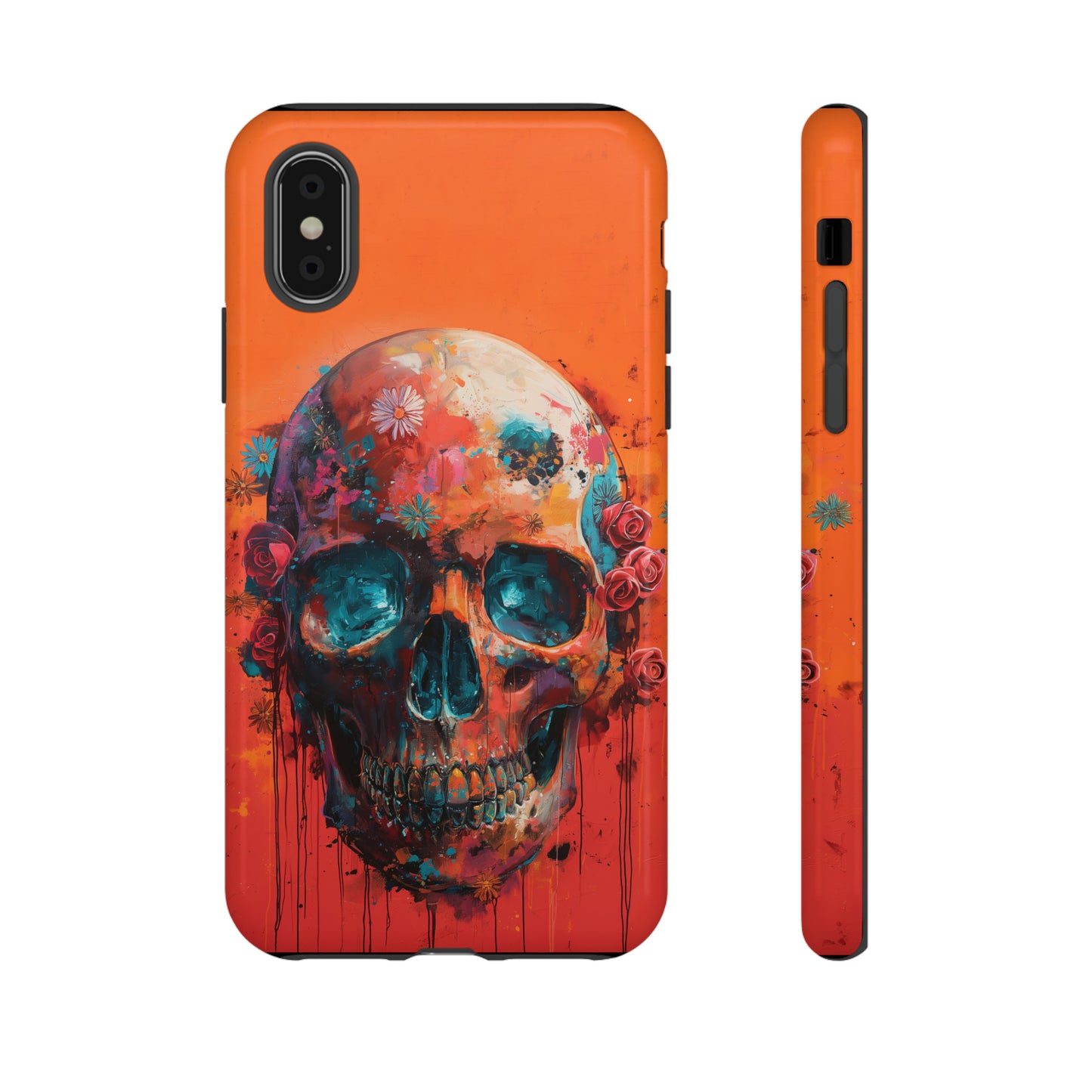 Tough Phone Case Orange Skull