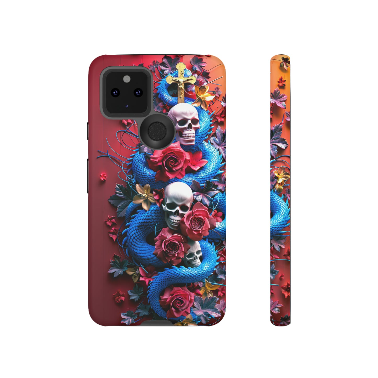 Tough Phone Case Skull and Snake