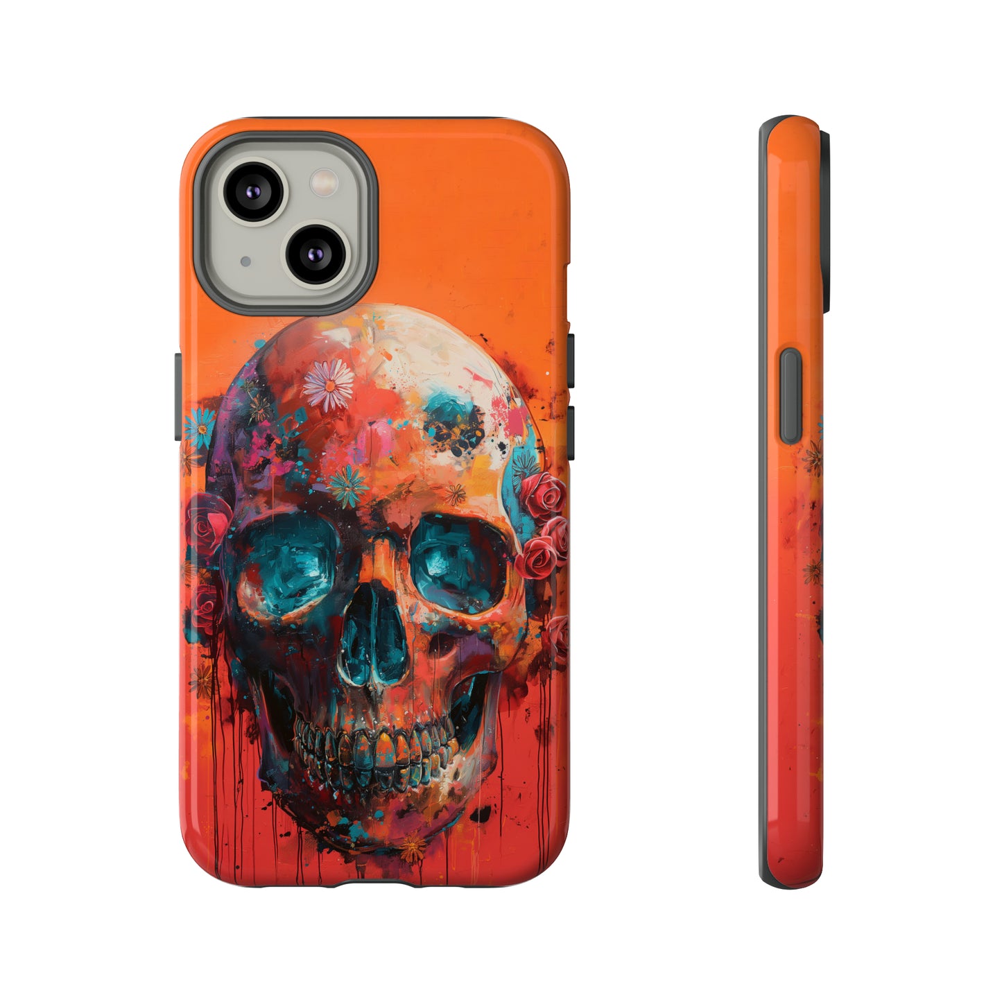 Tough Phone Case Orange Skull