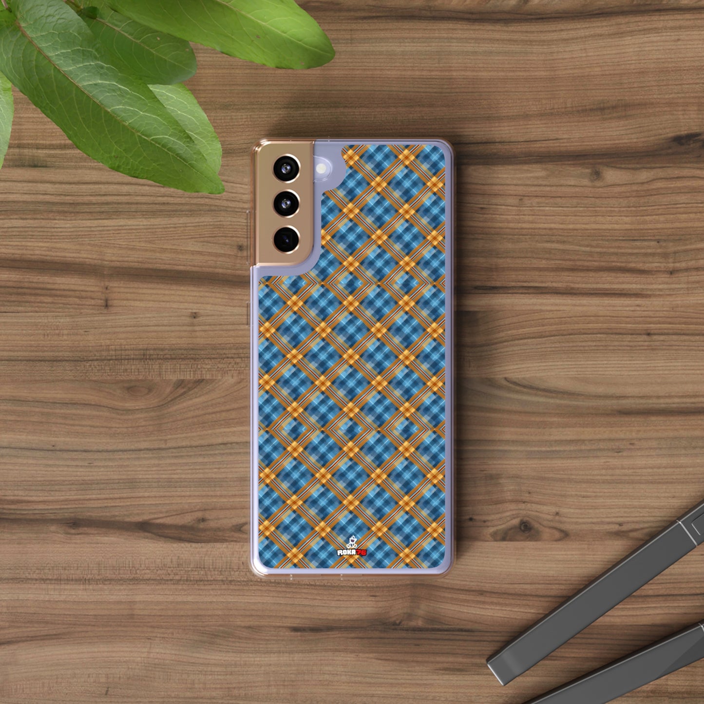 Clear Phone Cases Plaid Design