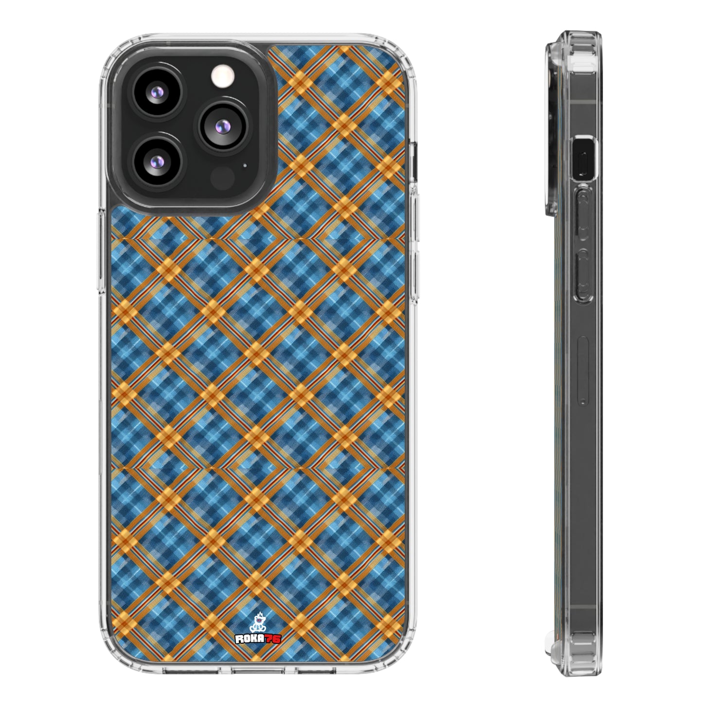 Clear Phone Cases Plaid Design