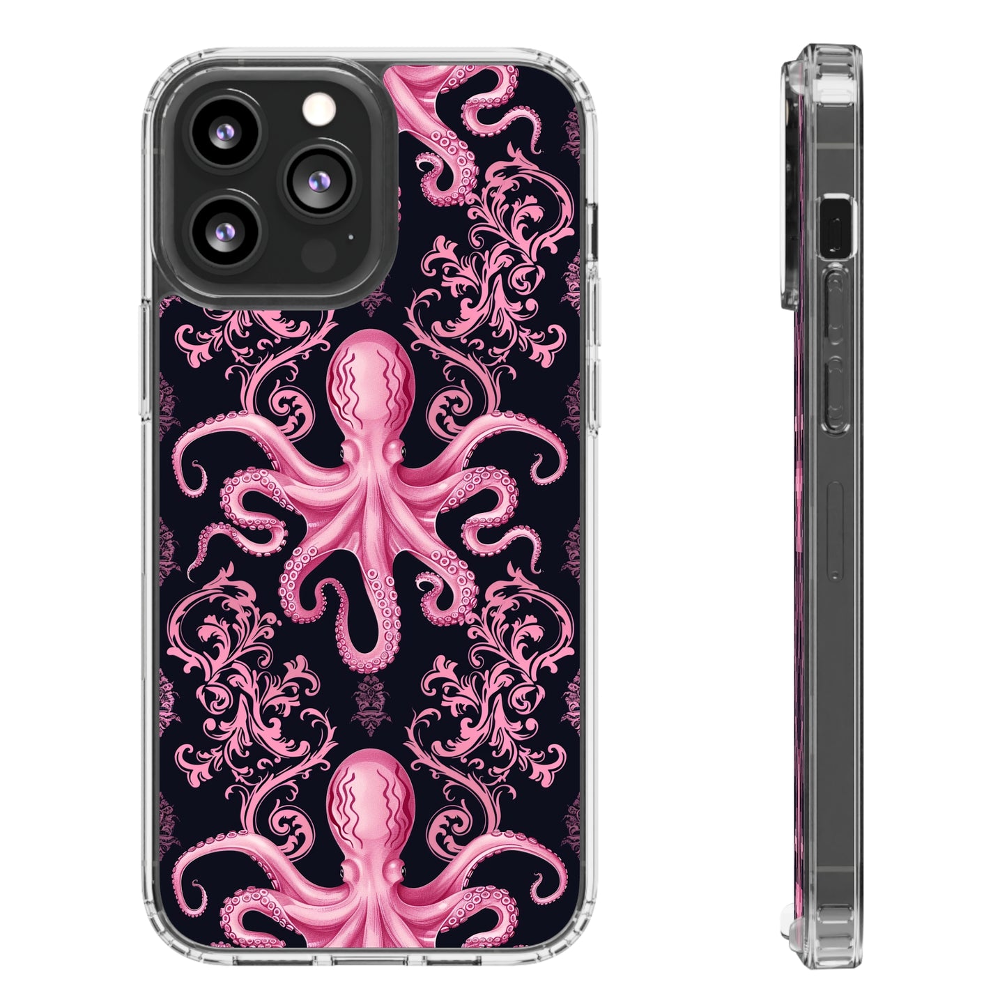 Clear Phone Cases Pink Octopus