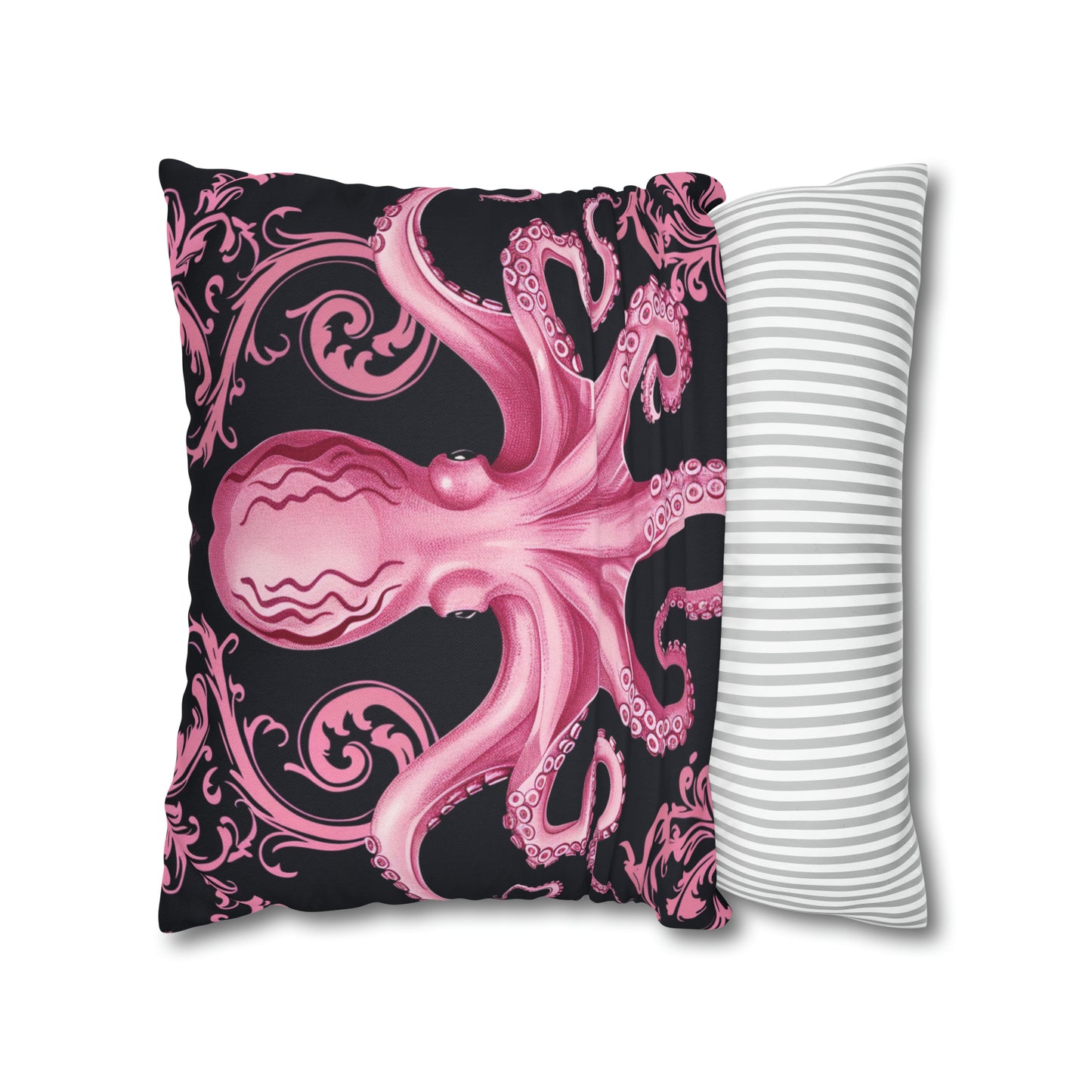 Spun Polyester Square Pillow Pink Octopus