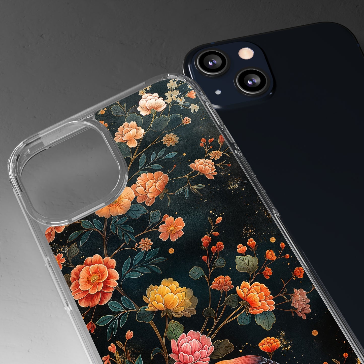 Clear Phone Cases Flower Bird Design