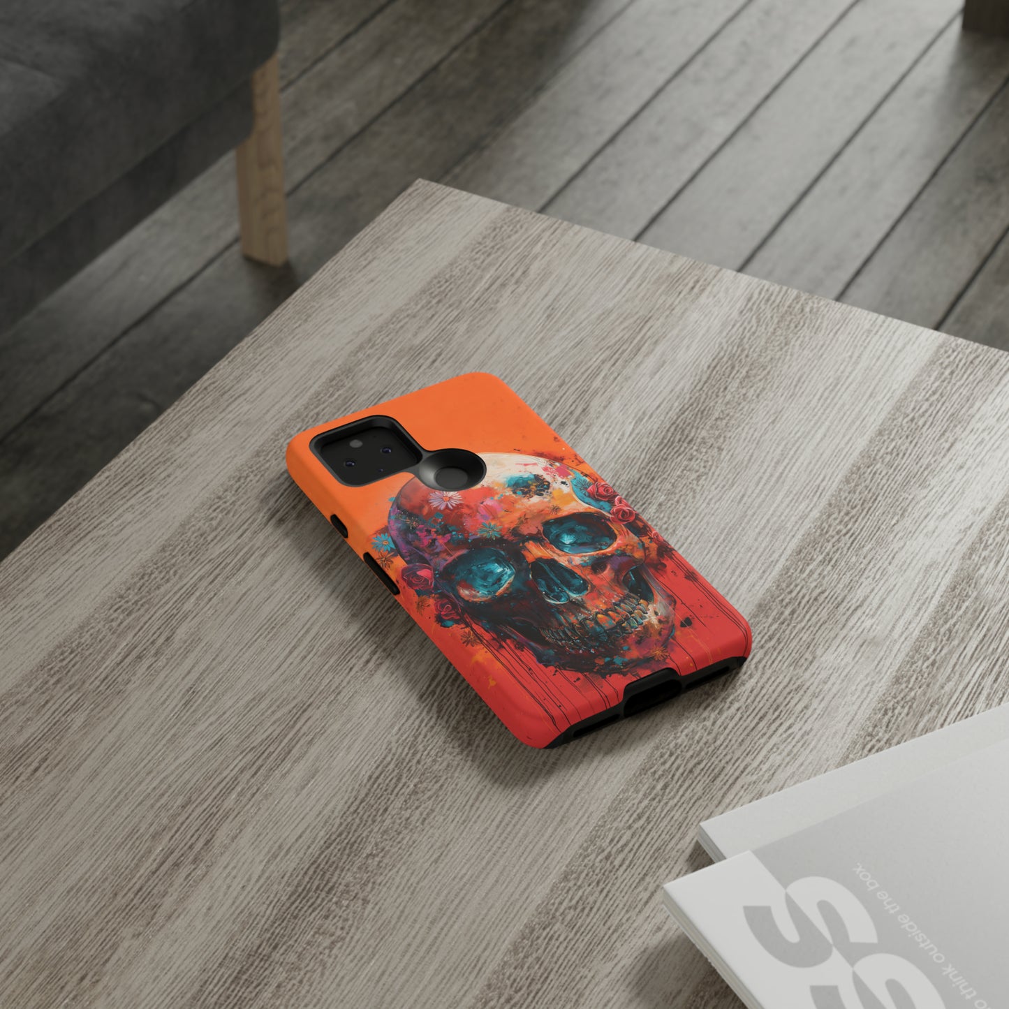 Tough Phone Case Orange Skull