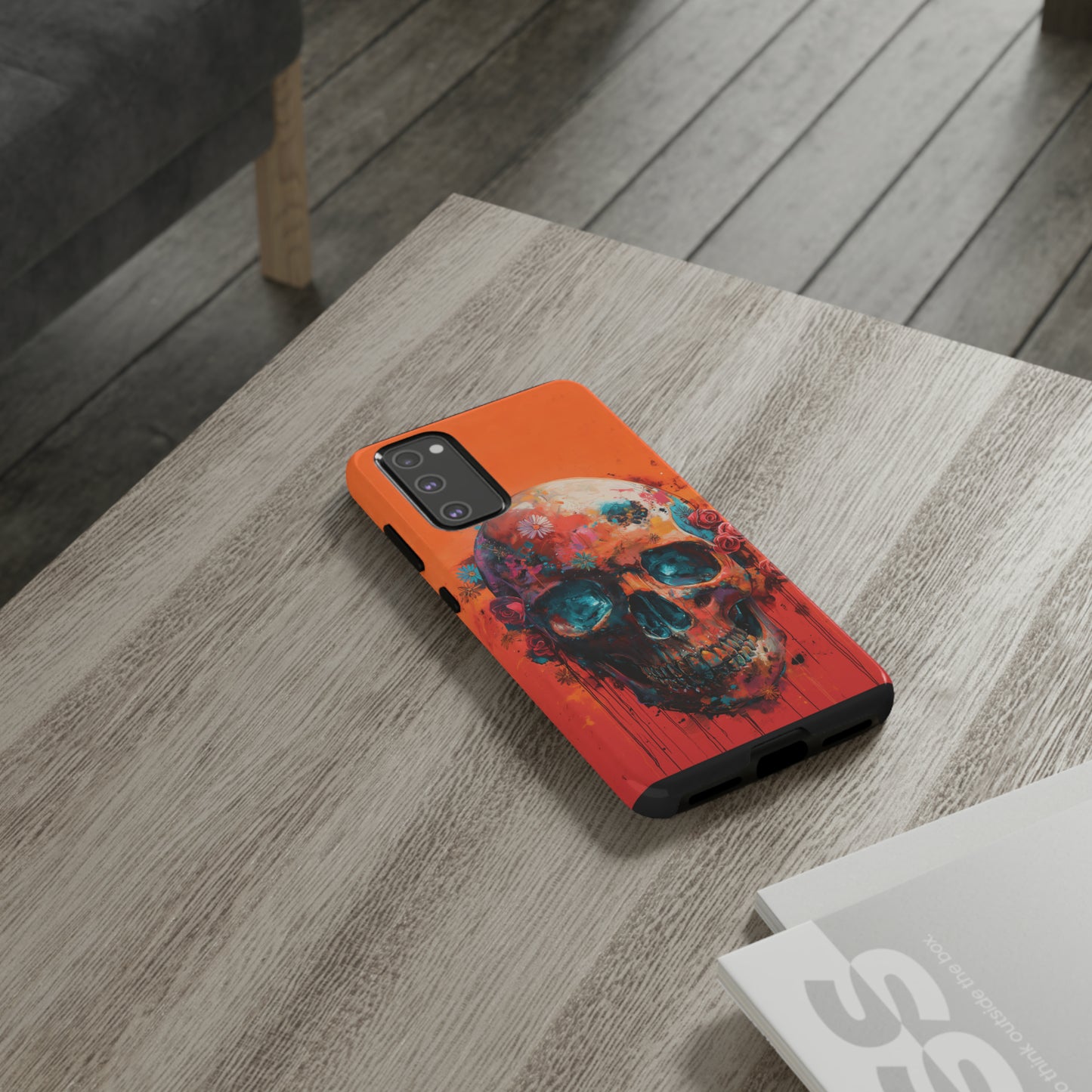 Tough Phone Case Orange Skull