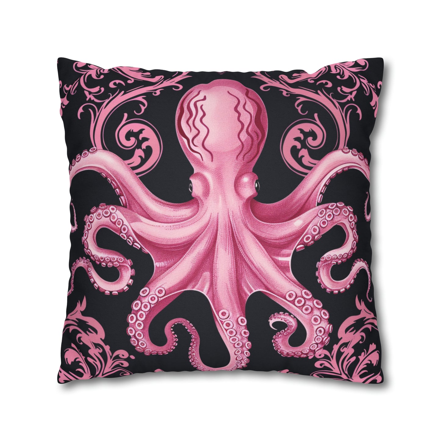 Spun Polyester Square Pillow Pink Octopus