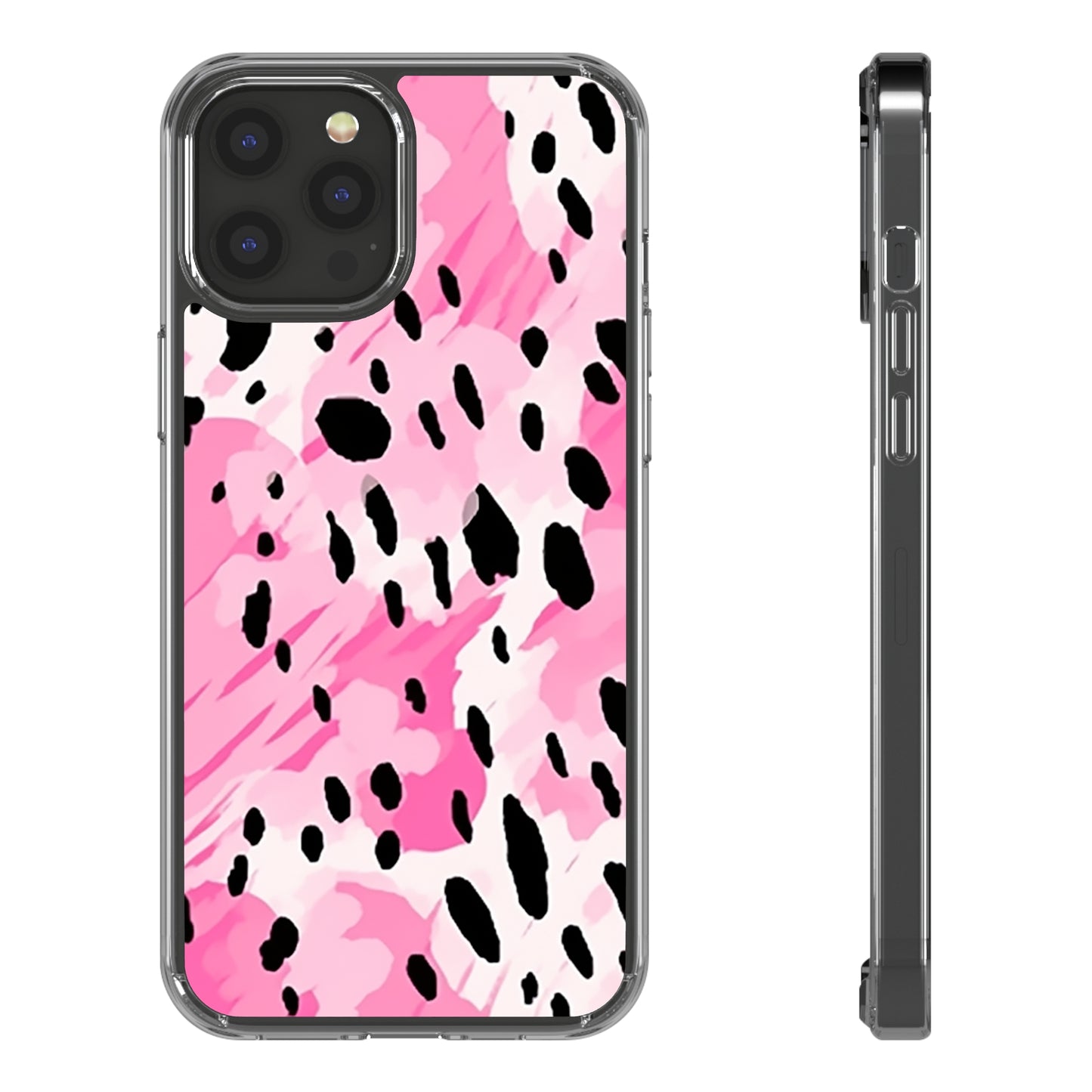 Clear Phone Cases Pink Leopard Spots