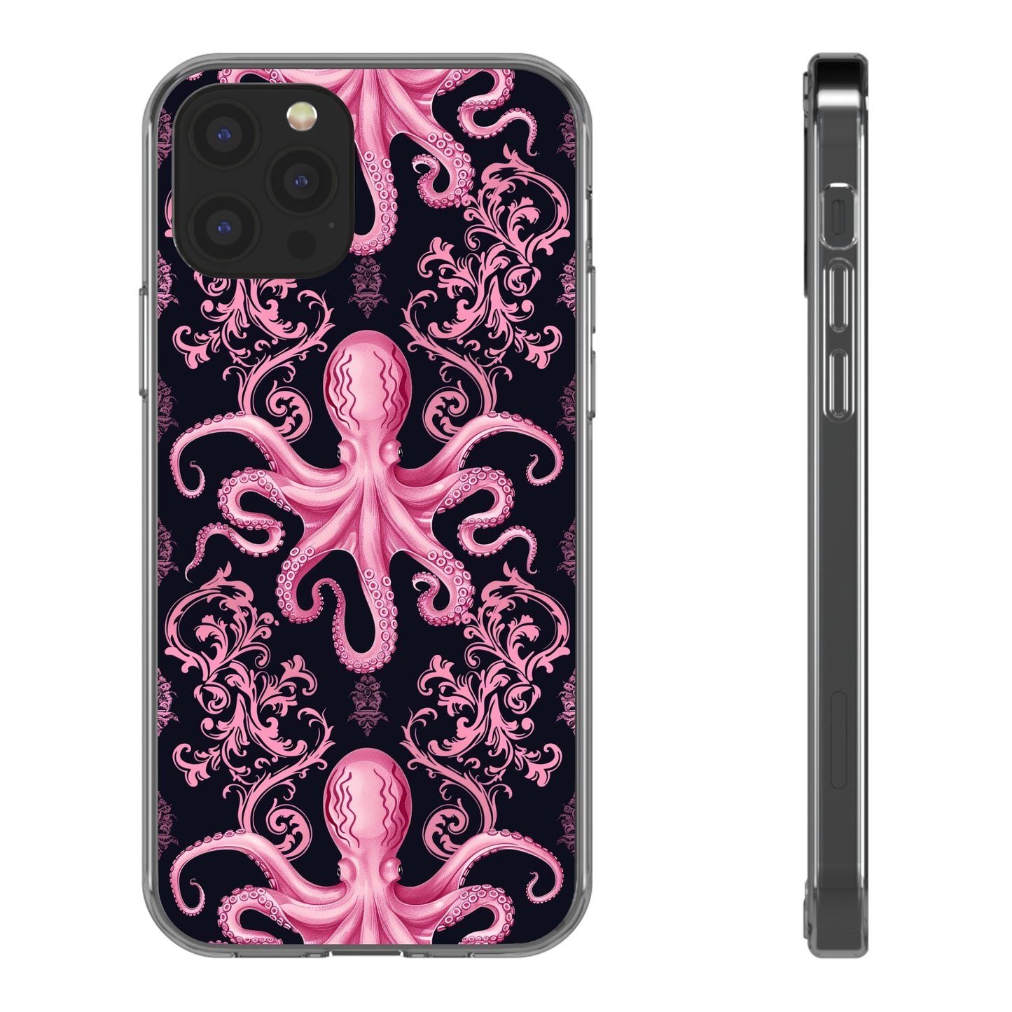 Clear Phone Cases Pink Octopus