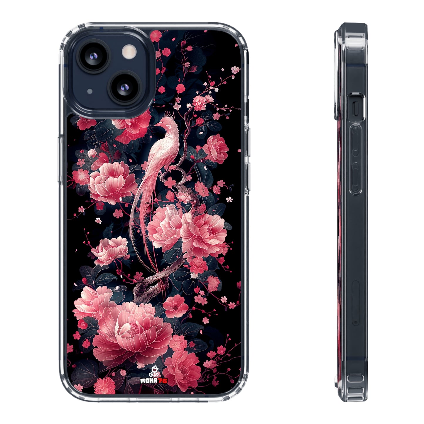 Clear Phone Cases Graphic Pink Bird