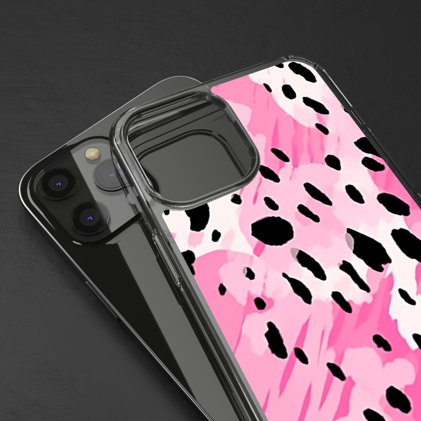 Clear Phone Cases Pink Leopard Spots