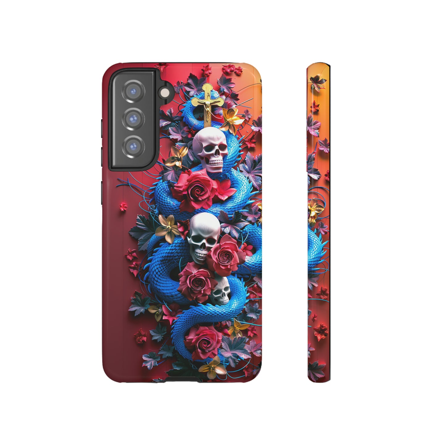 Tough Phone Case Skull and Snake