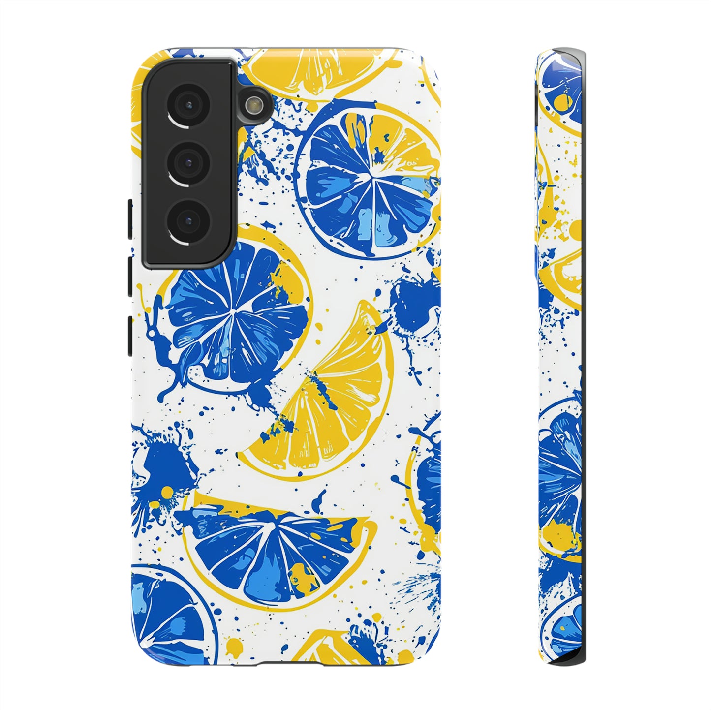 Tough Phone Case Lemon Blue and Yellow