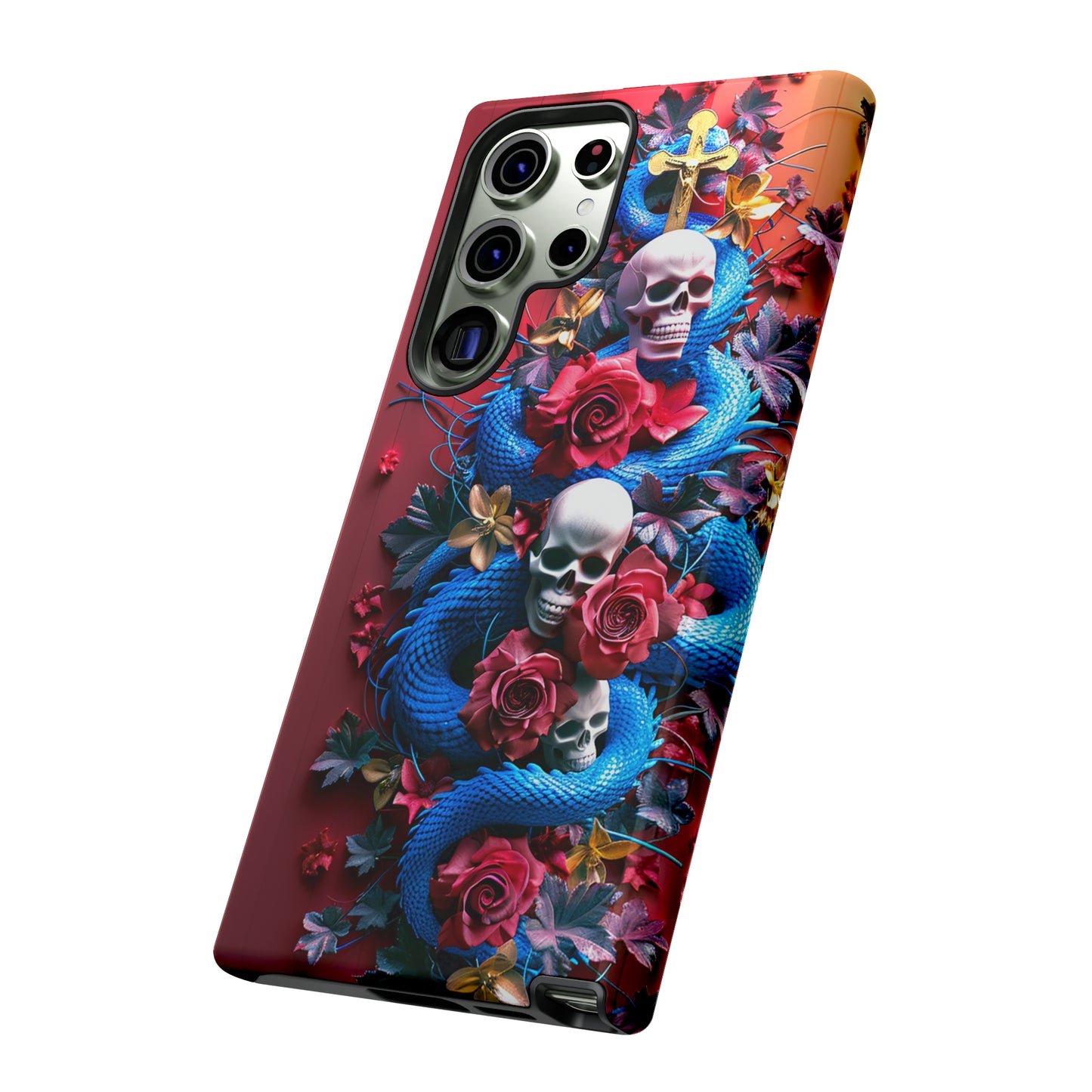 Tough Phone Case Skull and Snake