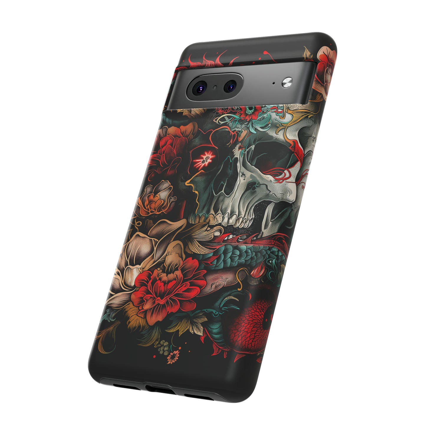 Tough Phone Case Skull and Rose