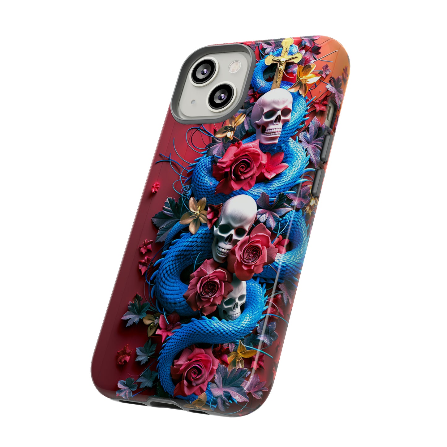 Tough Phone Case Skull and Snake