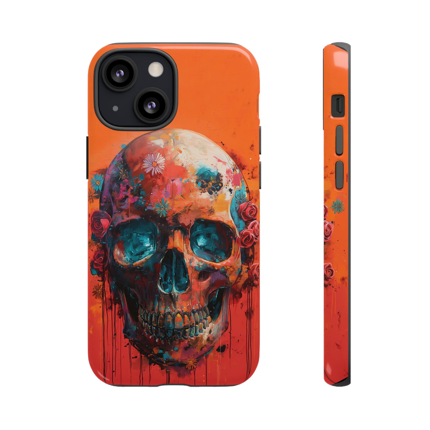 Tough Phone Case Orange Skull