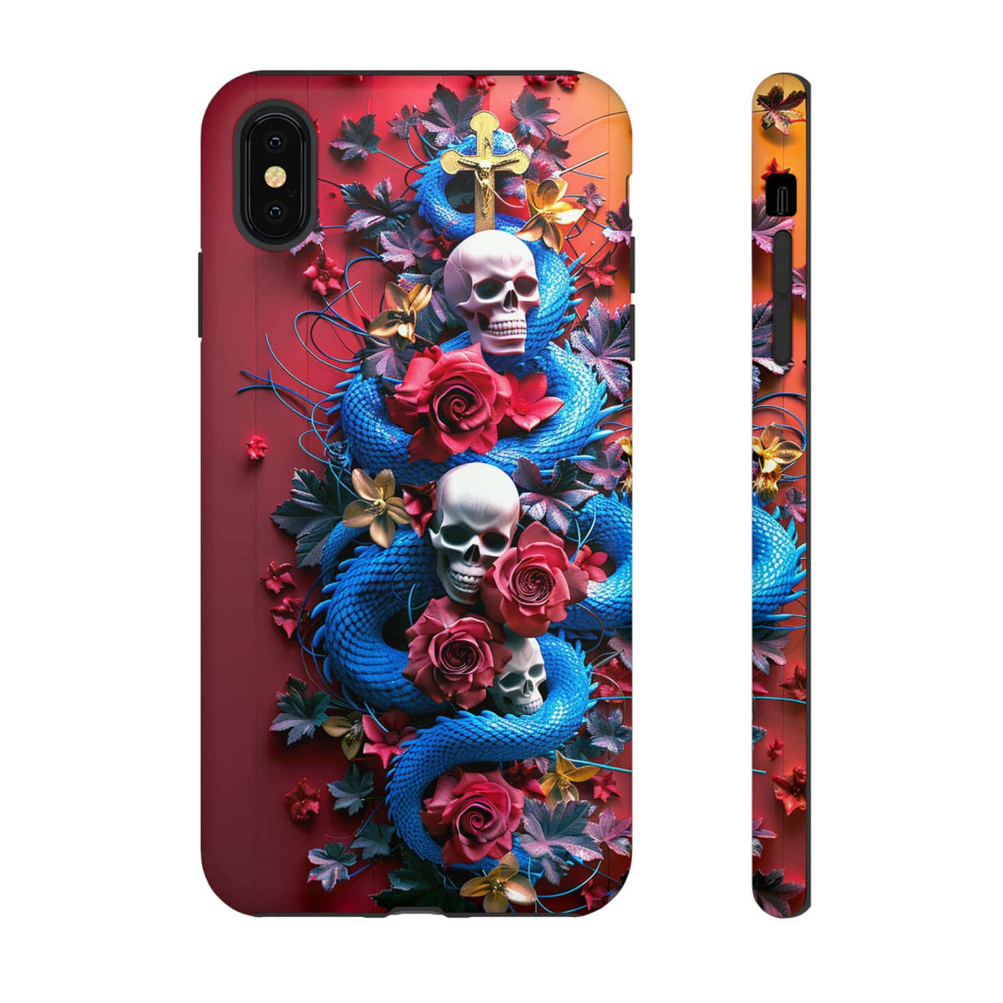 Tough Phone Case Skull and Snake