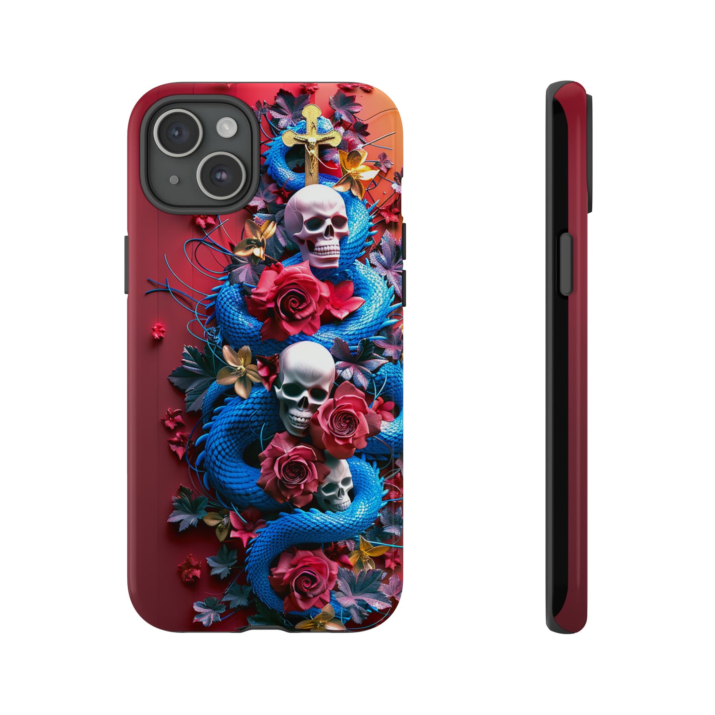 Tough Phone Case Skull and Snake