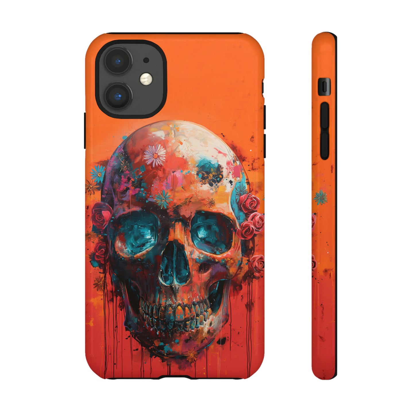 Tough Phone Case Orange Skull