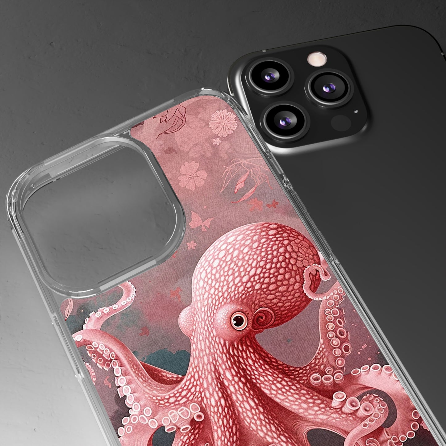 Clear Phone Cases Pink Octopus