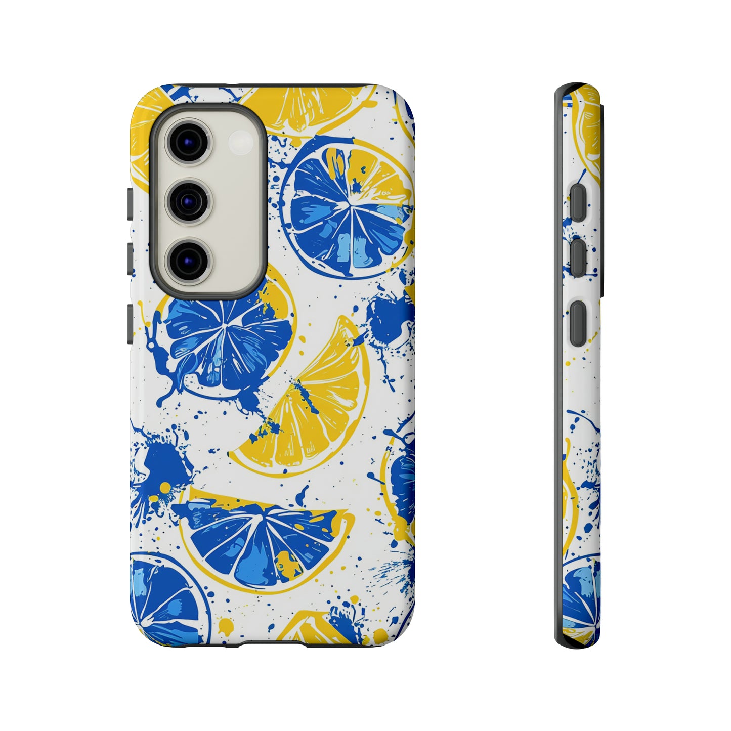 Tough Phone Case Lemon Blue and Yellow