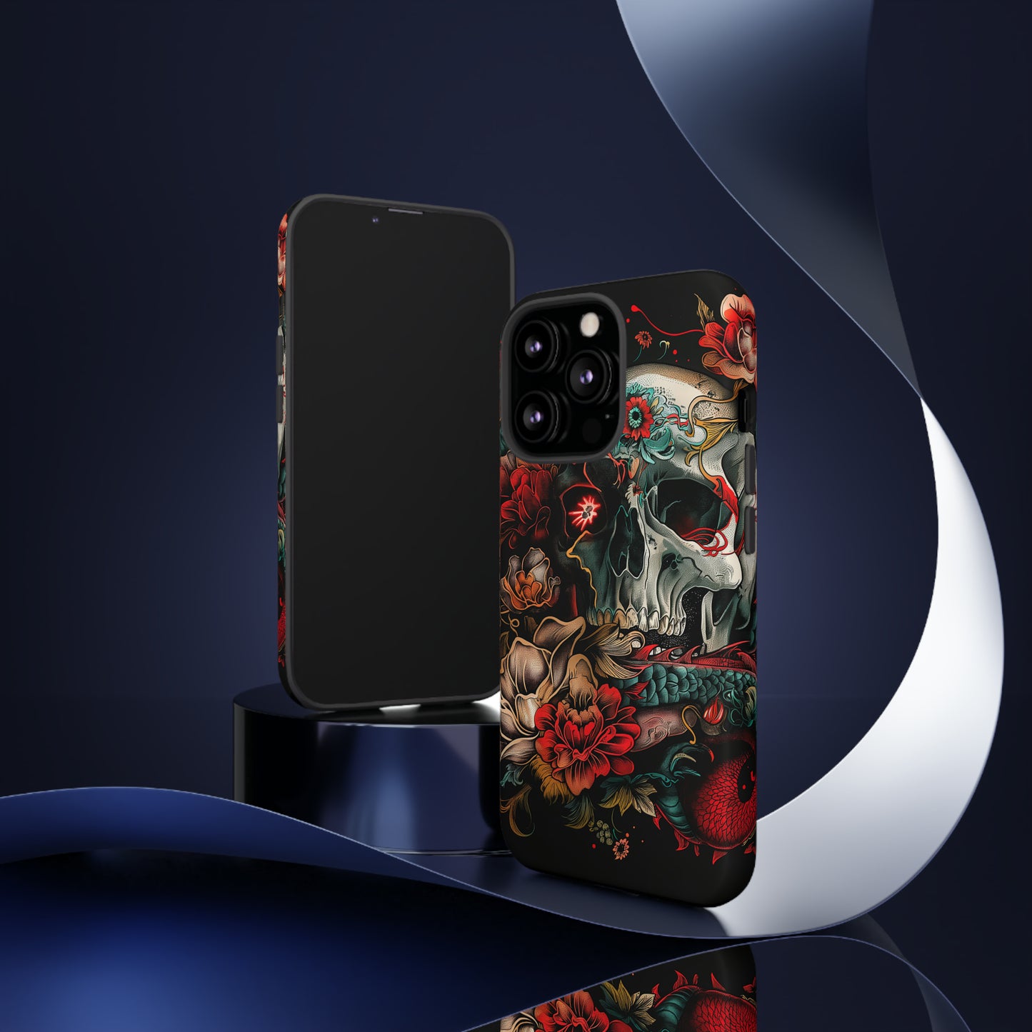 Tough Phone Case Skull and Rose