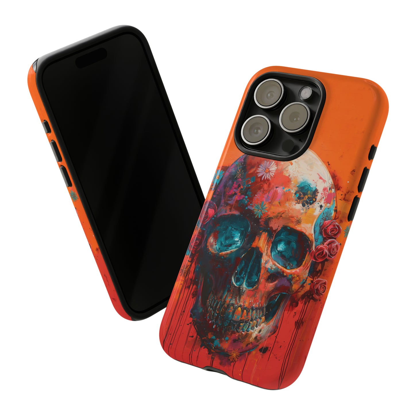 Tough Phone Case Orange Skull