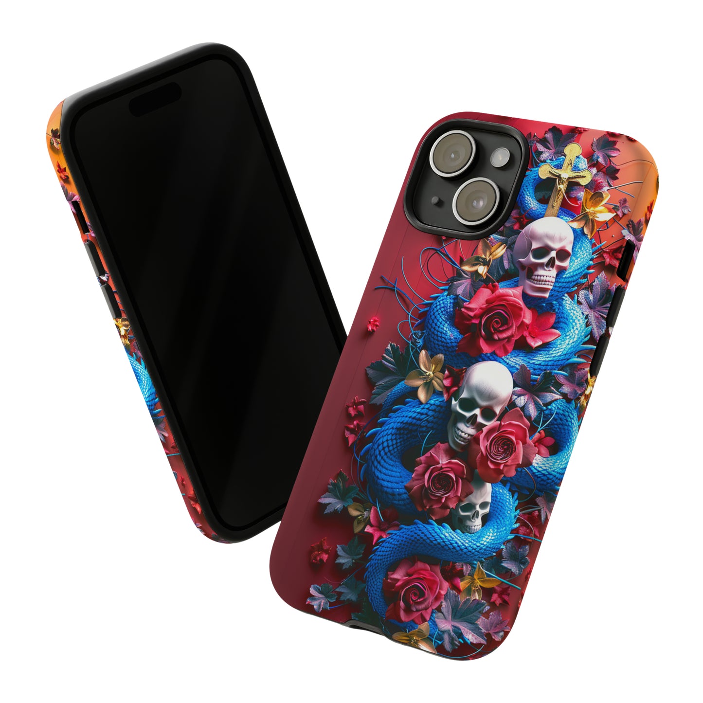 Tough Phone Case Skull and Snake