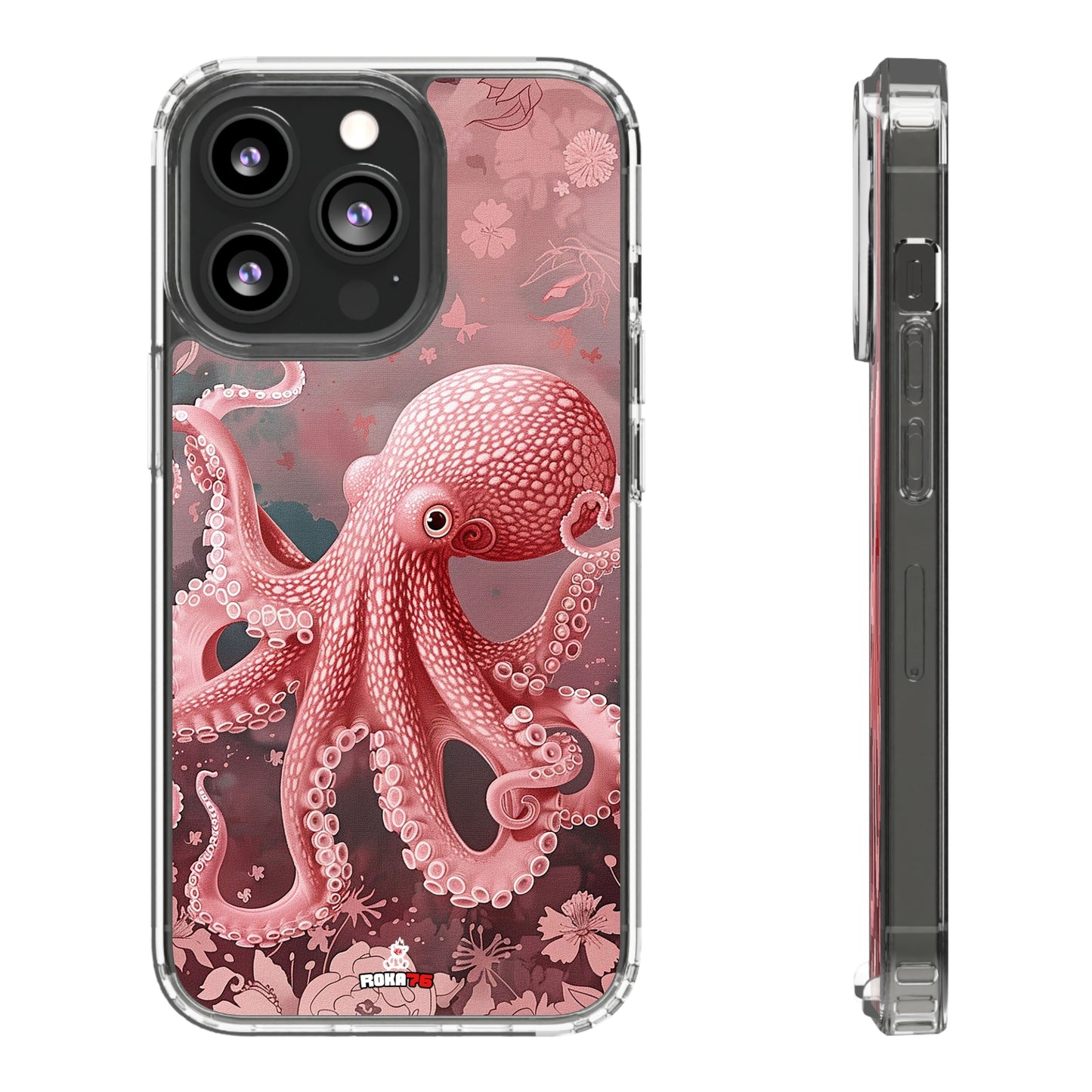 Clear Phone Cases Pink Octopus