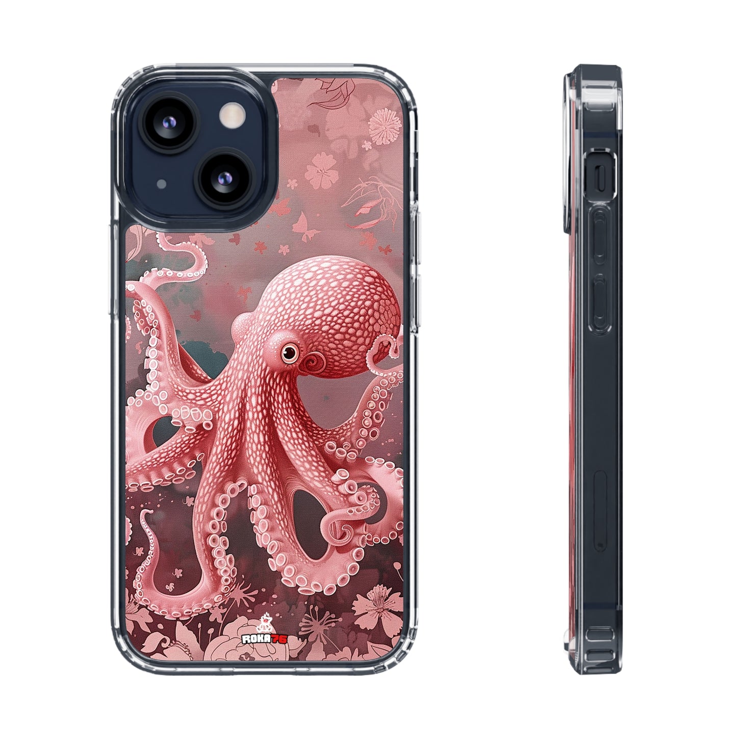 Clear Phone Cases Pink Octopus