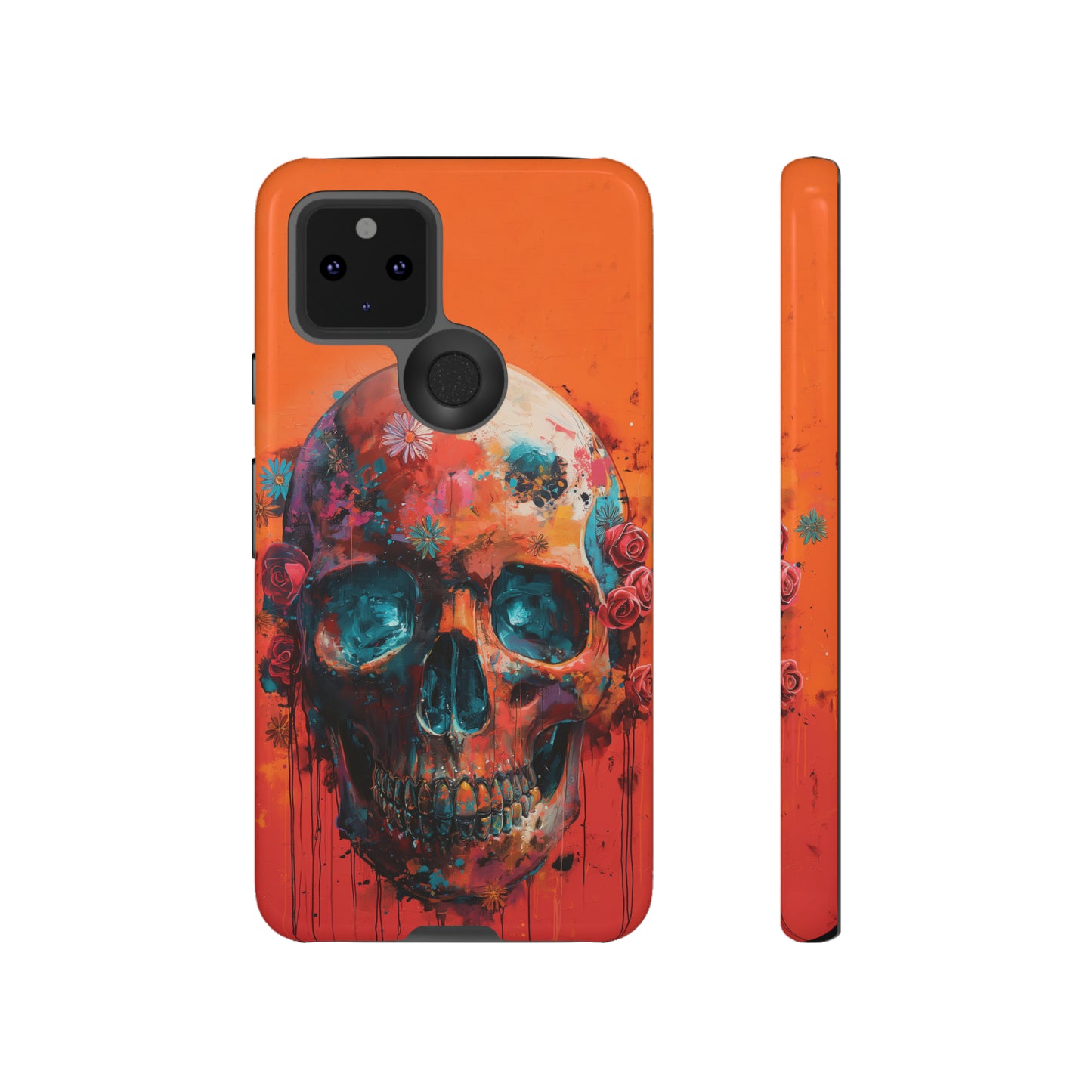 Tough Phone Case Orange Skull