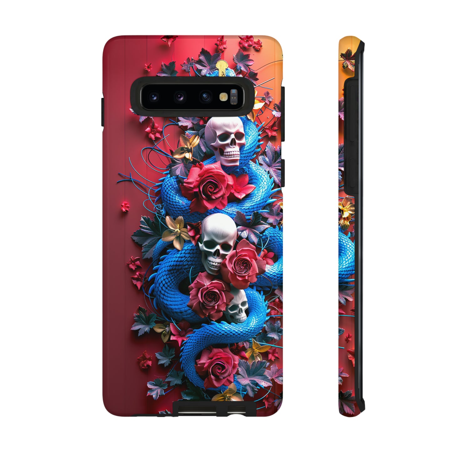 Tough Phone Case Skull and Snake