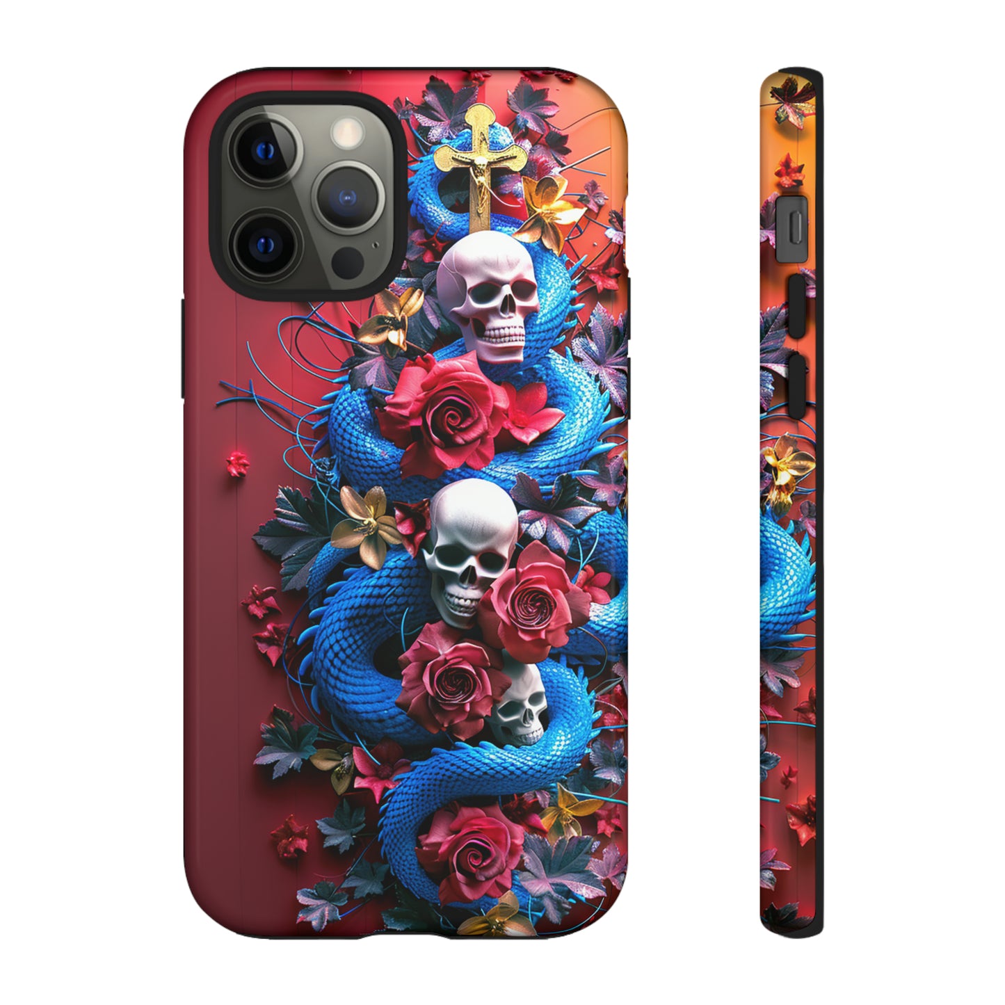 Tough Phone Case Skull and Snake