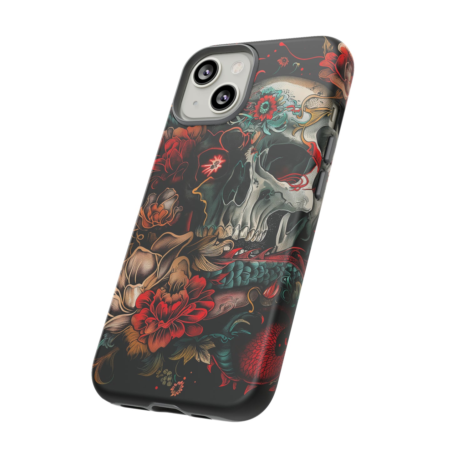 Tough Phone Case Skull and Rose