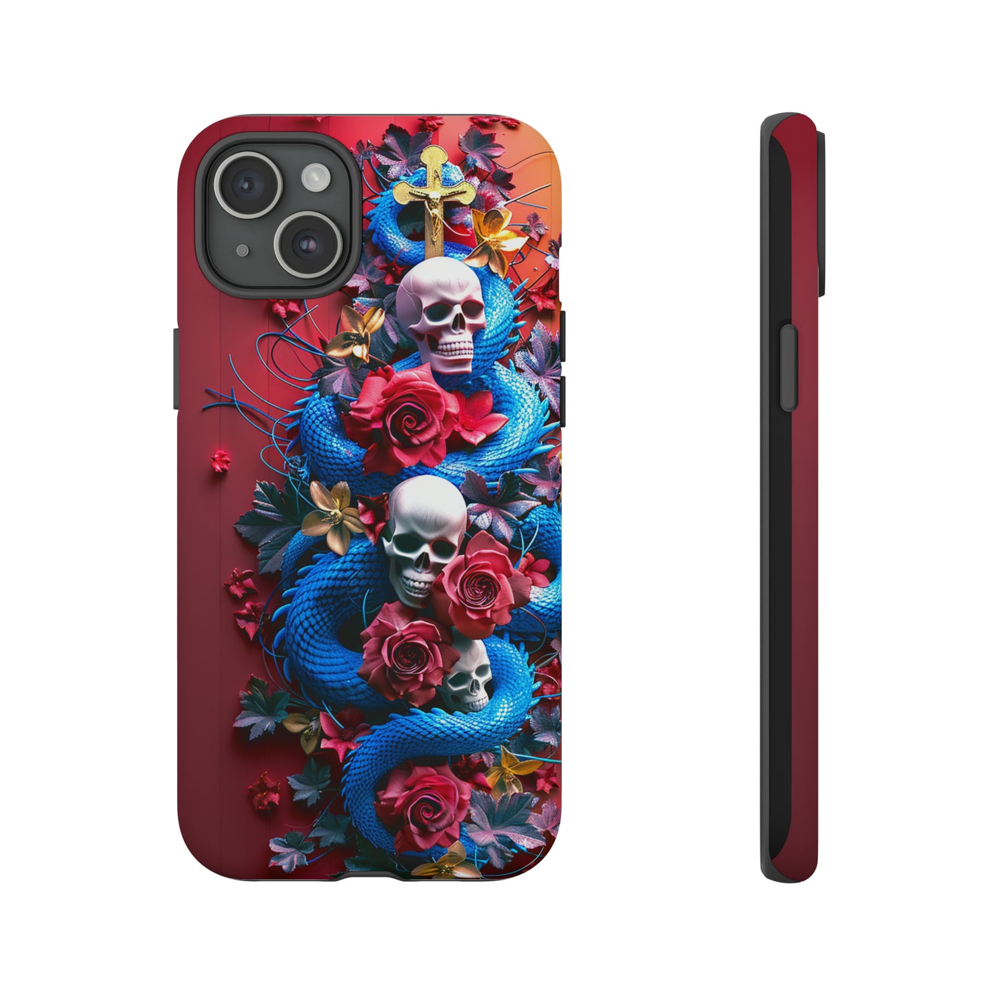 Tough Phone Case Skull and Snake