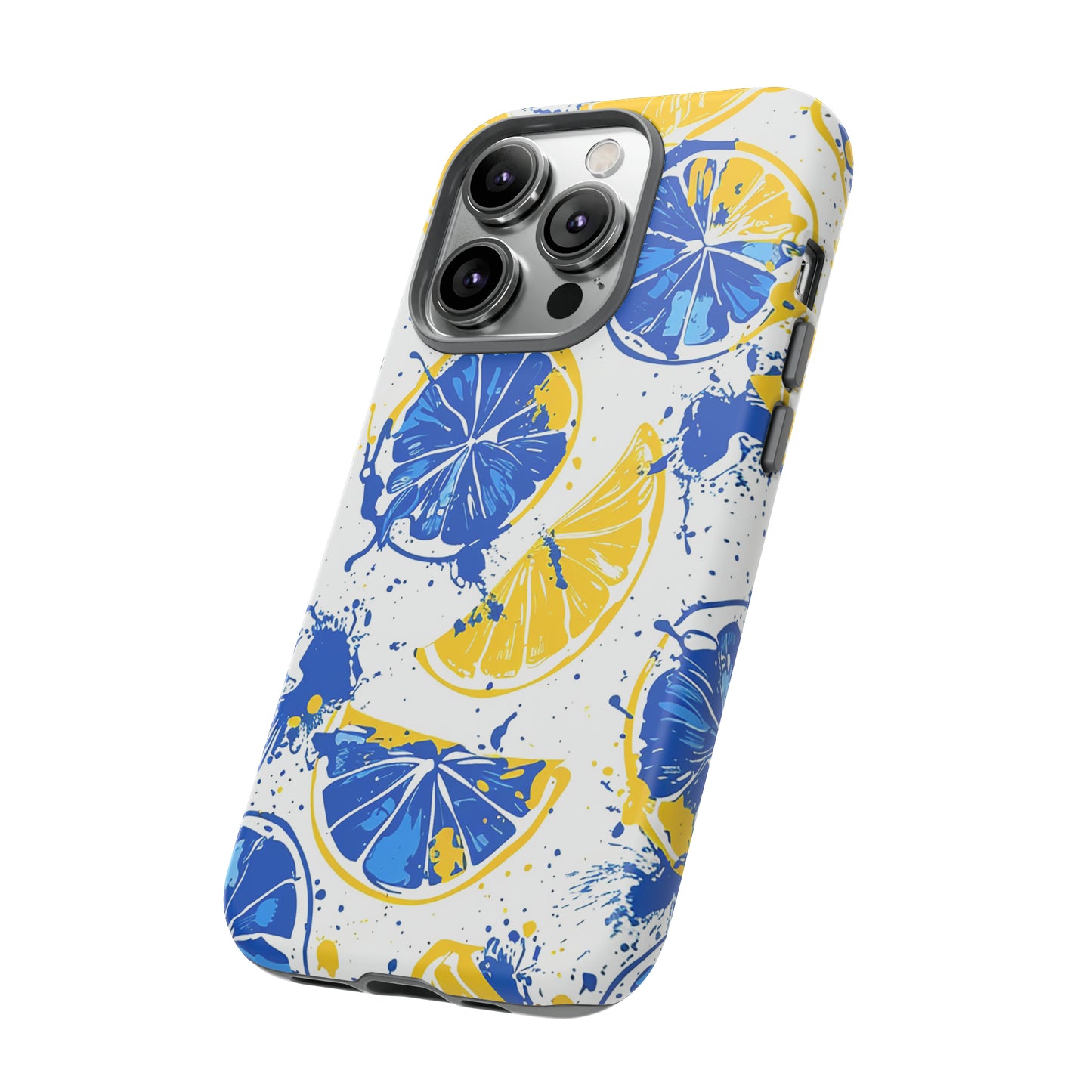 Tough Phone Case Lemon Blue and Yellow