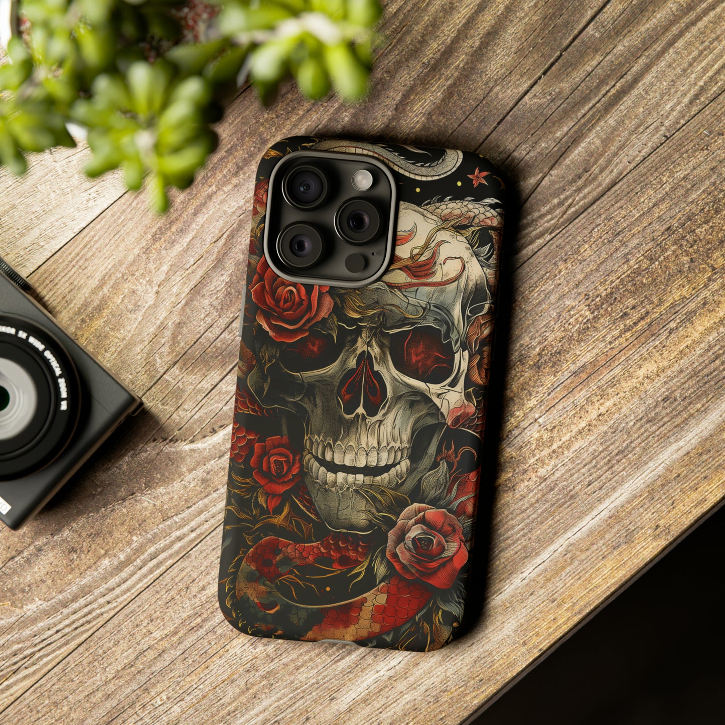 Tough Phone Case Skull and Rose 02