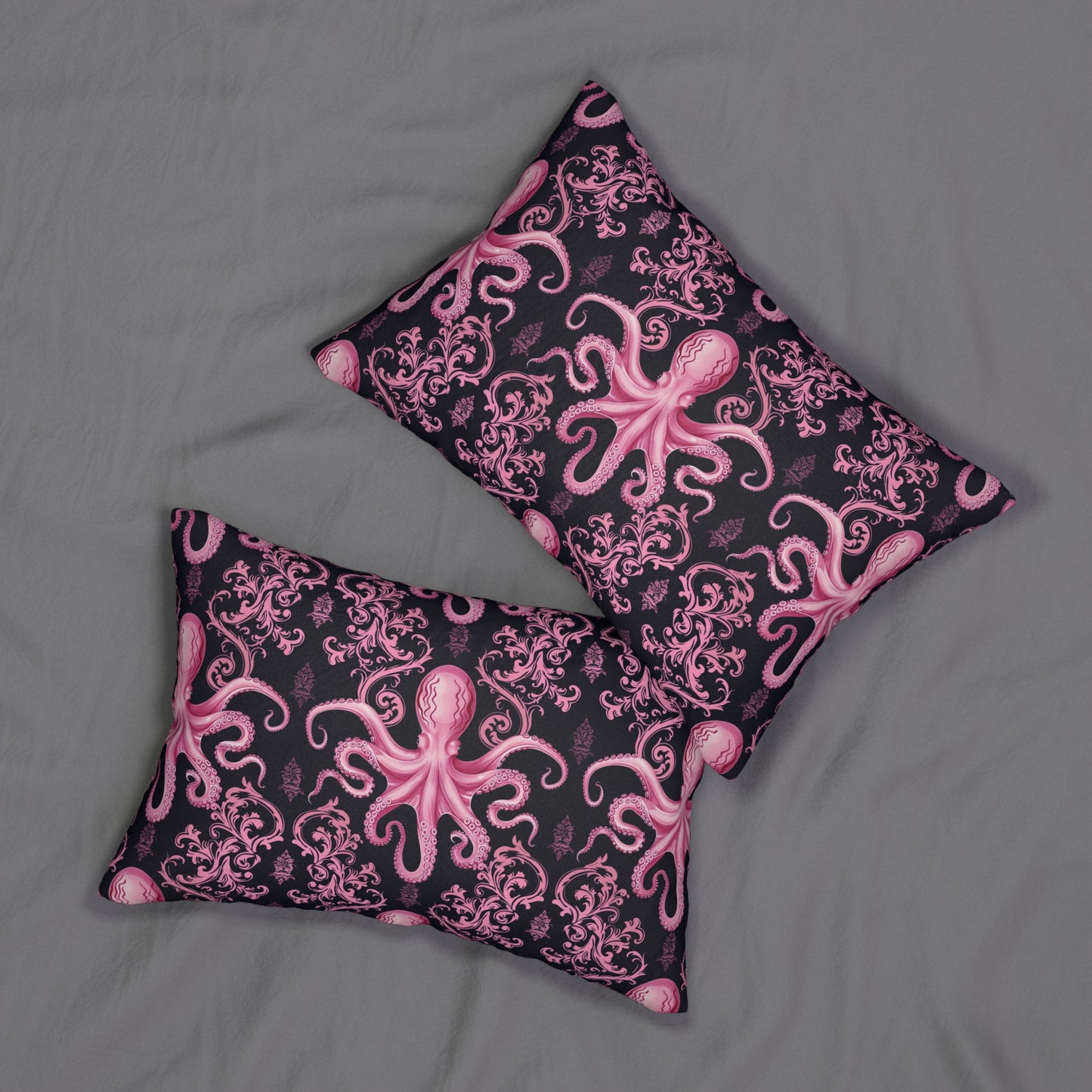 Spun Polyester Lumbar Pillow Pink Octopus