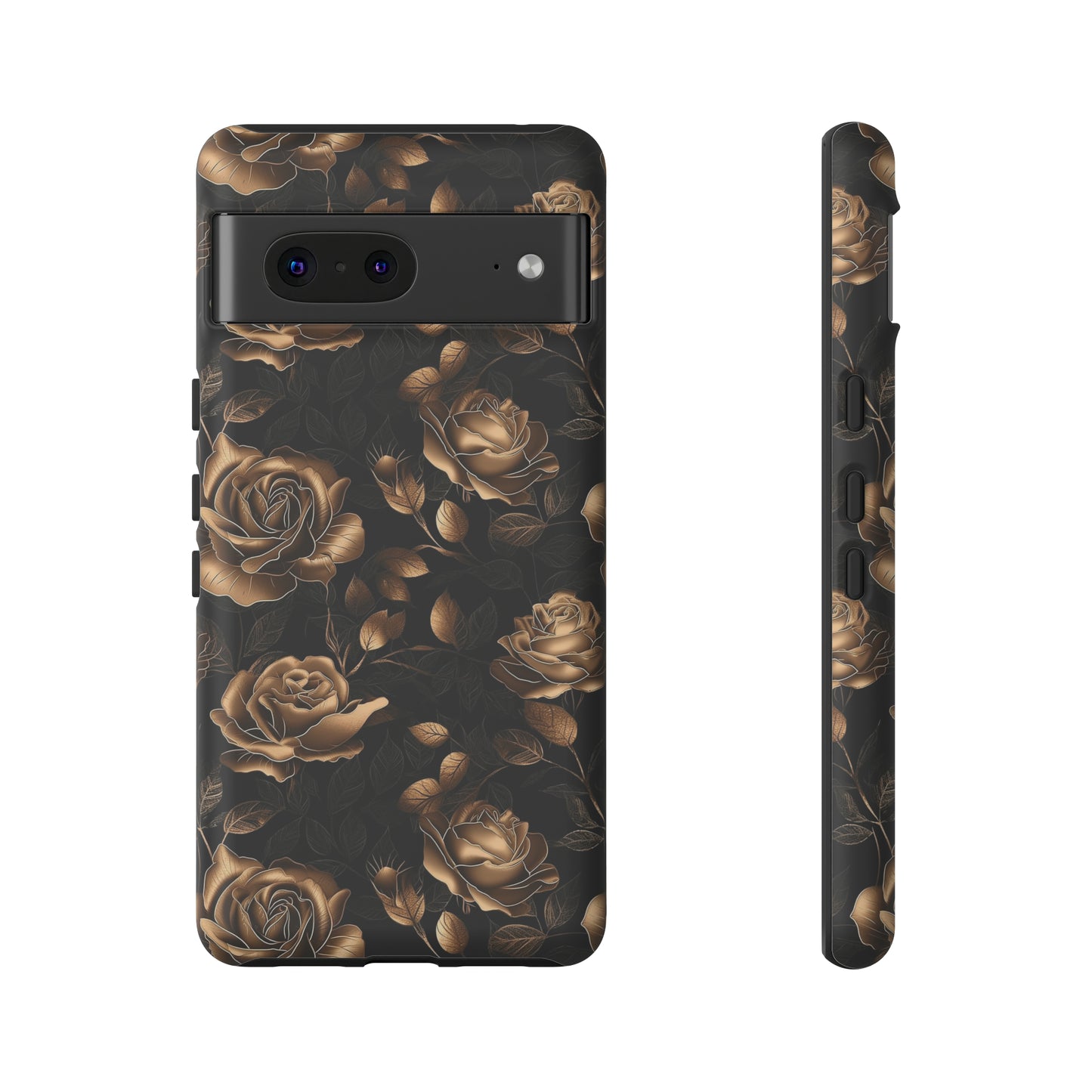 Tough Phone Case Black and Gold Roses