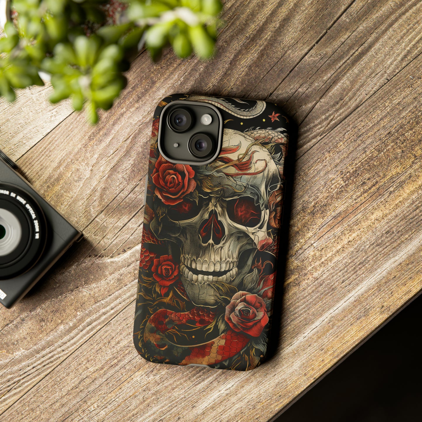 Tough Phone Case Skull and Rose 02