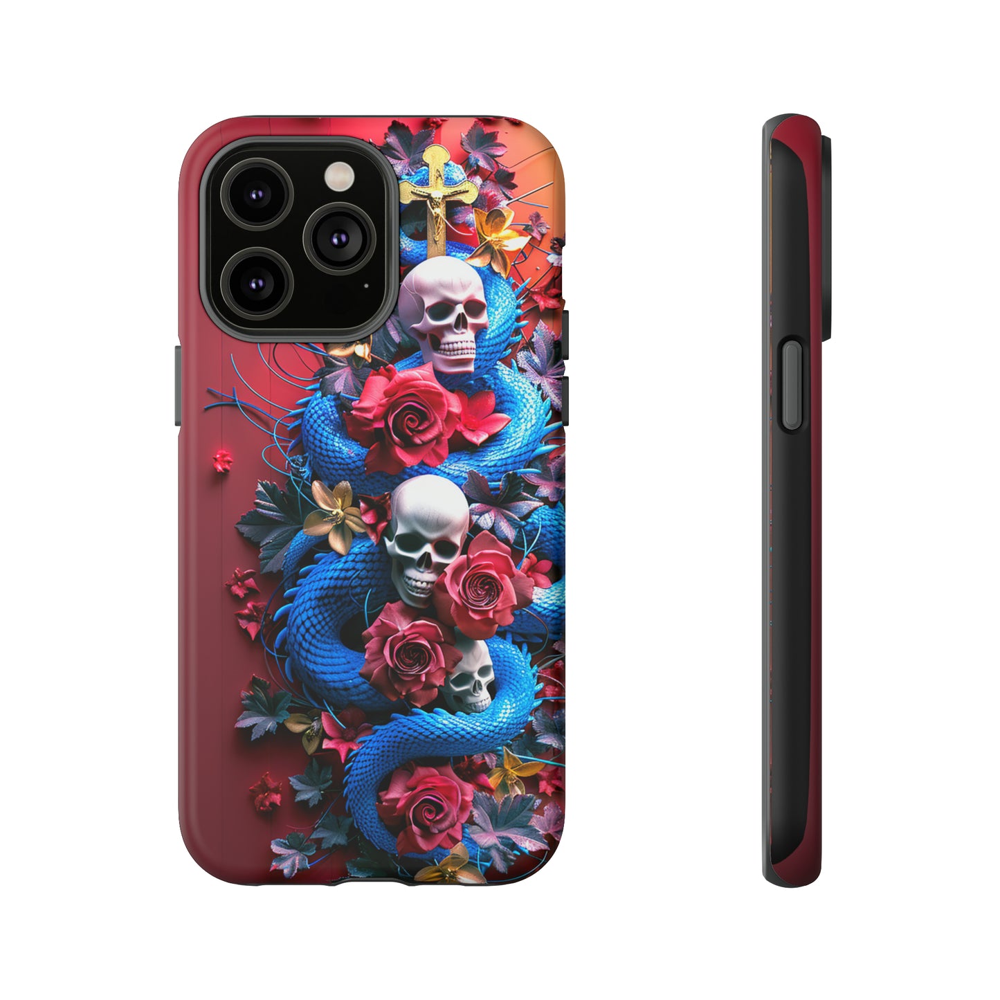 Tough Phone Case Skull and Snake